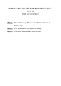Business Ethics Assignment: Meaning, Scope, Decision Making
