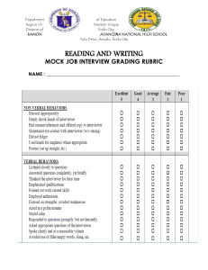 Mock Job Interview Grading Rubric - High School