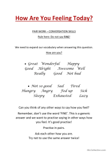 Conversation Skills Worksheet: How Are You?