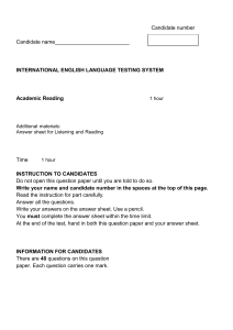 IELTS Academic Reading Exam Paper