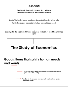 Basic Economic Concepts: Needs, Wants, Scarcity, Goods