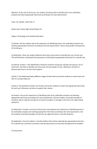 Hand Tool Selection Lesson Plan for Senior High