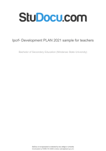 Teacher Development Plan 2021