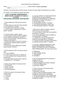 Practical Research II Quiz for Grade 12