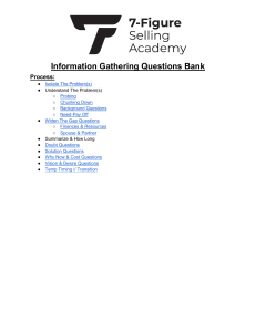 Sales Information Gathering Questions Bank