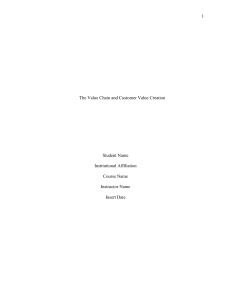 Value Chain & Customer Value Creation Essay