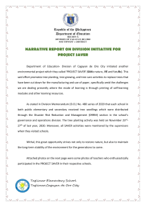 Project SAVER Narrative Report: Tree Planting Initiative