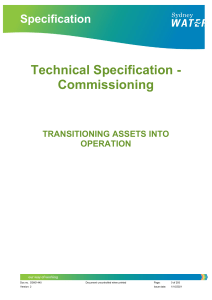 Technical Specification Commissioning: Asset Transition