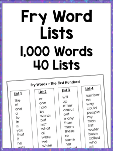 Fry Word Lists: 1000 Common Words for Literacy