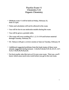 Organic Chemistry Practice Exam #1