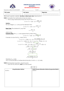 Advanced Math Worksheet: Induction, Equations, Matrices