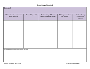 Unpacking a Standard Worksheet for Educators