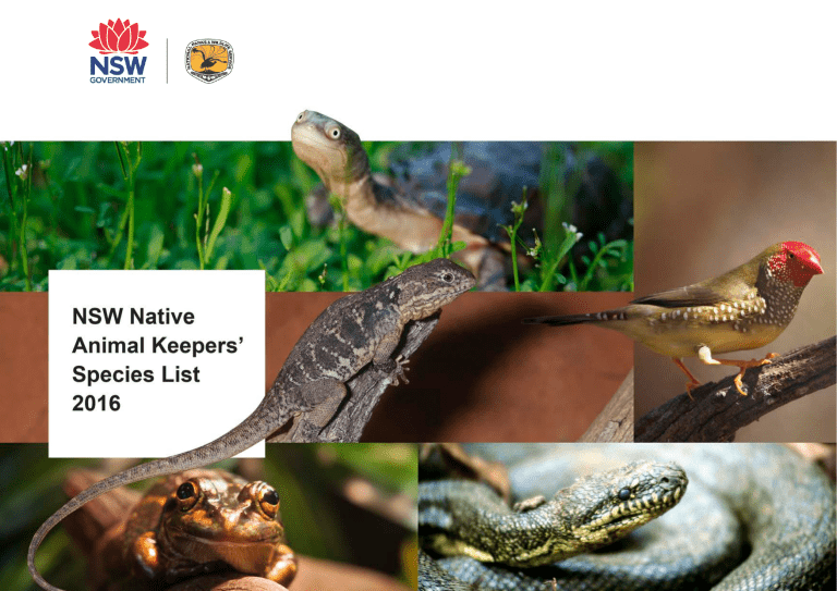 NSW Native Animal Keeper Species List 2016