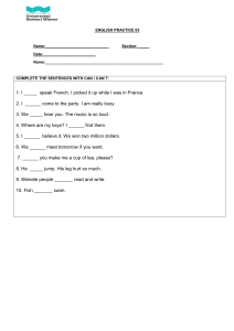 English Practice: Can/Can't Worksheet