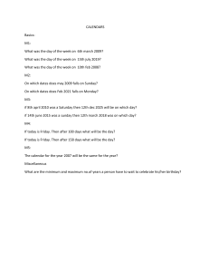 Calendar Math Problems: Date & Day Calculations
