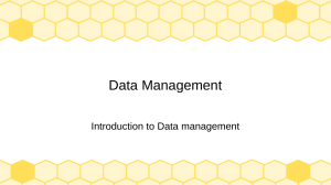 Data Management: Introduction to Data Concepts