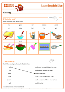Cooking Verbs & Recipe Worksheet for Kids