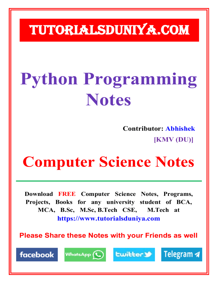 Python Programming Notes