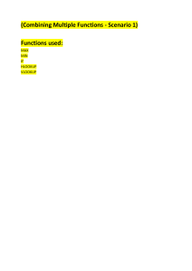 Excel Functions Worksheet: MAX, MIN, IF, HLOOKUP, VLOOKUP