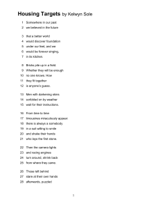 Housing Targets: Kelwyn Sole Poem Analysis