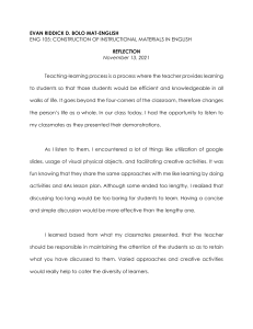 Teaching Reflection: Instructional Materials in English