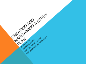 Creating & Maintaining a Study Plan