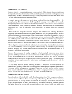Business Ethics & CSR: A Brief Overview