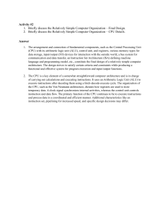 Computer Organization Activity: Final Design & CPU Details