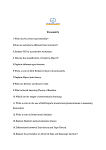 Personality Theories & Assessment Study Material