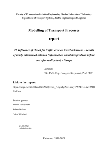 Transport Modeling Report: Closed Traffic Area Impact