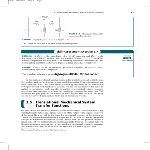 Mechanical System Transfer Functions