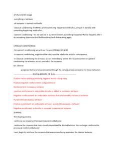 Learning & Conditioning: Classical & Operant