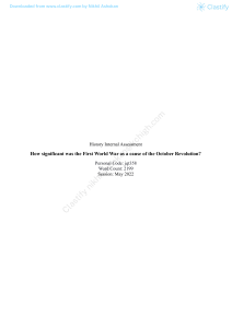 WWI & October Revolution: History Internal Assessment