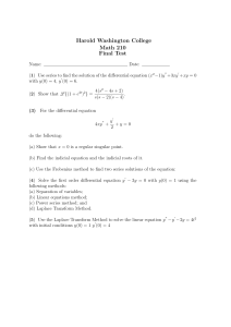 Math 210 Final Test: Differential Equations & Laplace Transforms