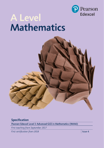 Edexcel A Level Mathematics Specification