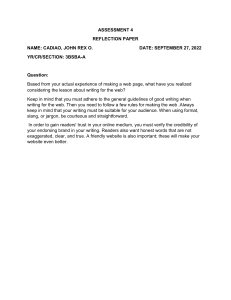 Web Writing Reflection Paper