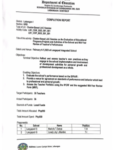 Completion Report: Teacher Performance Review