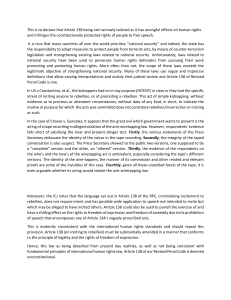 Article 138 Analysis: Free Speech & Human Rights