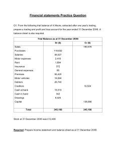 Financial Statements Practice Question