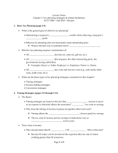 Tax Planning Strategies: Lecture Notes