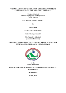 Herbal Ointment Formulation Project Report