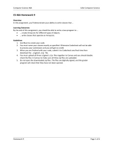 CS 46A Homework 9: Java ArrayLists Assignment