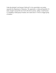 Principal Application Statement of Intent