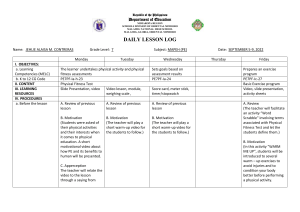 7th Grade PE Daily Lesson Log: Physical Fitness & Exercise