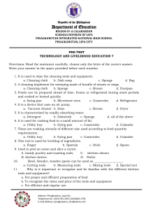 Technology and Livelihood Education 7 Test