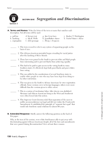 Segregation & Discrimination Quiz: Jim Crow Era