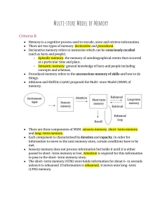 Multi-Store Model of Memory: Study Notes