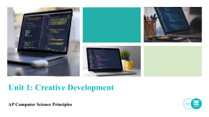 AP Computer Science Principles: Creative Development