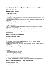 Financial Management Lesson Plan for Grade 12