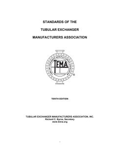 TEMA Standards for Tubular Exchangers, 10th Edition